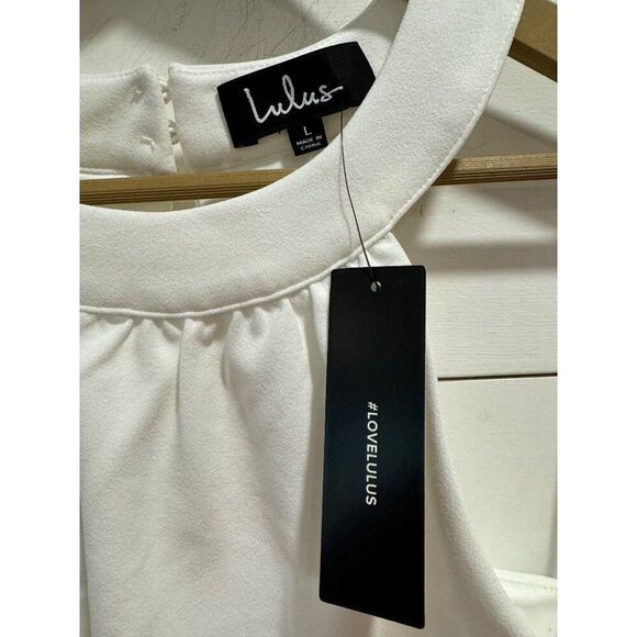 NWT LuLus Solid White Sleeveless Halter A-Line Midi Dress Womens Size L - Picture 2 of 6